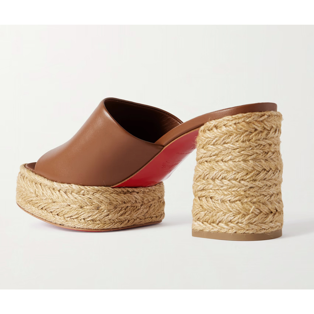 Christian Louboutin Calakala Mule 85 Brown Leather Block Heel Platform Sandal 40 - Picture 15 of 16